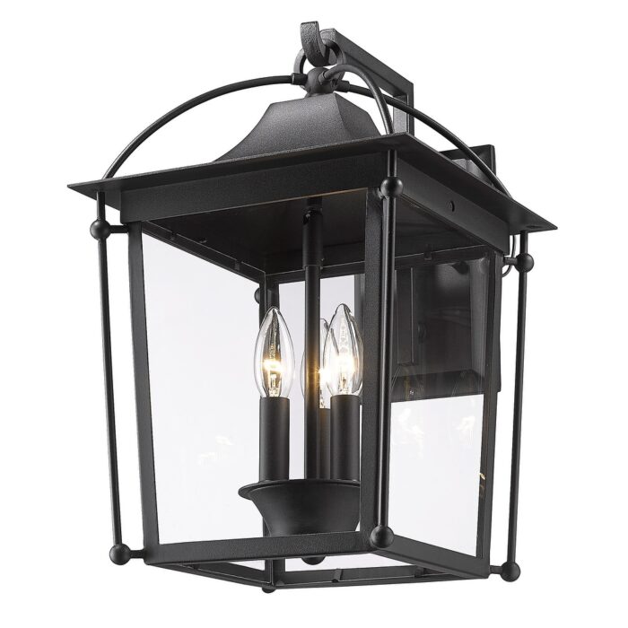 Brigham Large Wall Sconce - Outdoor - Natural Black with Clear Glass