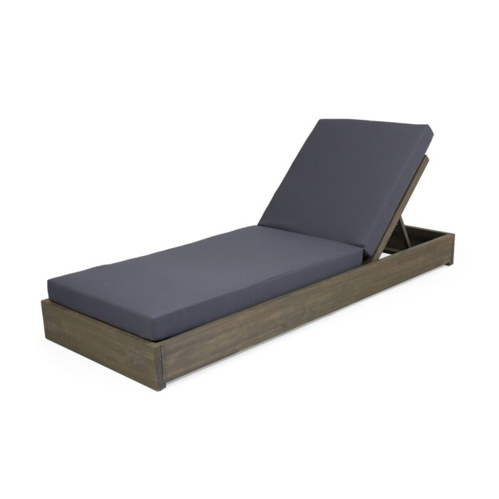 Ian Outdoor Acacia Wood Chaise Lounge with Cushion by Christopher Knight Home - N/A - Image 2