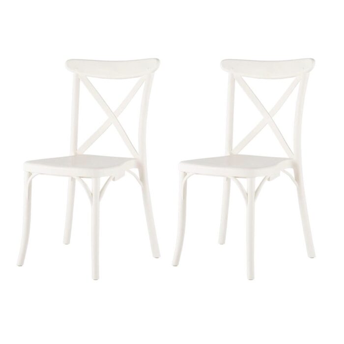 X Resin Stackable Dining Chair, Set of 2