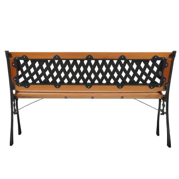 49" Patio Porch Chair Deck Hardwood Cast Iron Garden Bench
