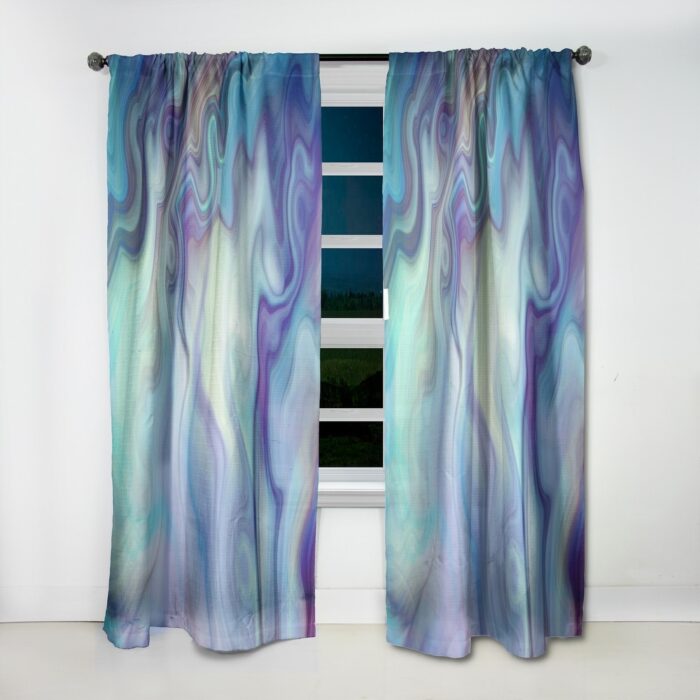Designart 'Marbled Colours in Shades of Turquoise and Purple' Modern Blackout Curtain Single Panel - Image 2