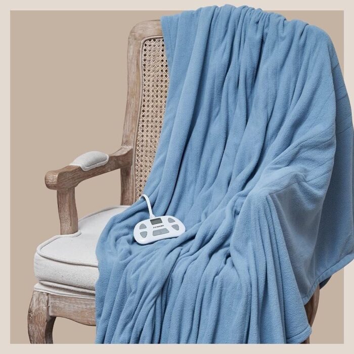 Twin Heated Blanket Polar Fleece Electric Blanket Blue