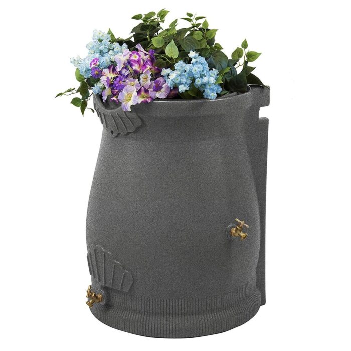 Good Ideas Rain Wizard 50 Gallon Plastic Rain Barrel Urn, Light Granite (2 Pack) - 17 - Image 2