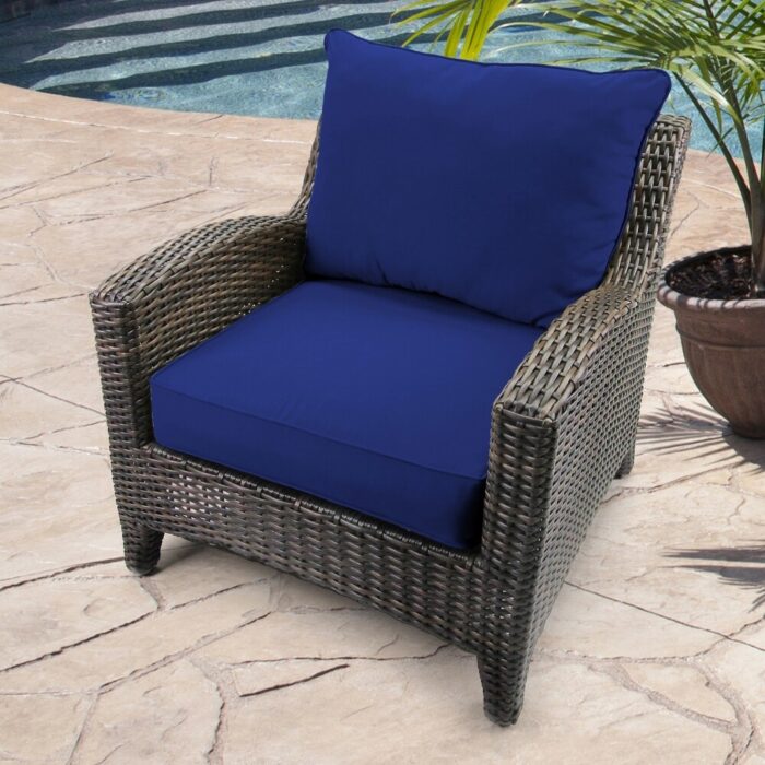 24" x 47" Blue Solid Outdoor Deep Seat Chair Cushion Set - Image 2
