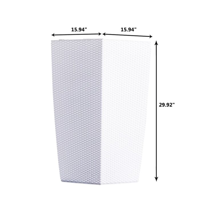 XBrand 30" H Rattan Self Watering Indoor Outdoor Square Planter Pot, Tall Decorative Gardening Pot, Home Décor Accent - Image 2