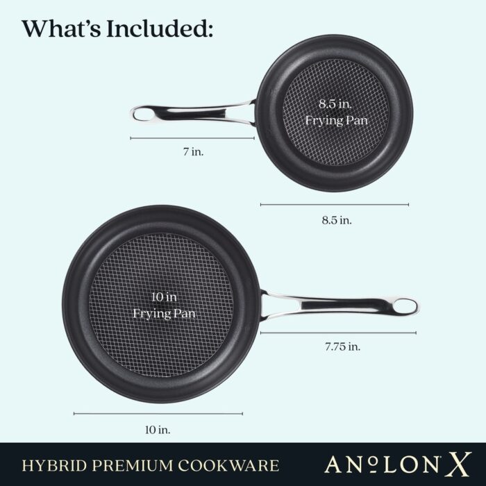 Anolon X Hybrid Nonstick Induction Frying Pan Twin Pack Set, 2-Piece, Charcoal Gray - Image 2