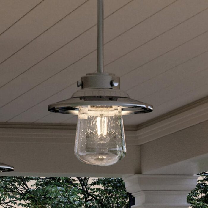 Luxury Coastal Outdoor Pendant, 8"H x 9"W, with Industrial Style, Stainless Steel, BWP1324 by Urban Ambiance - 8