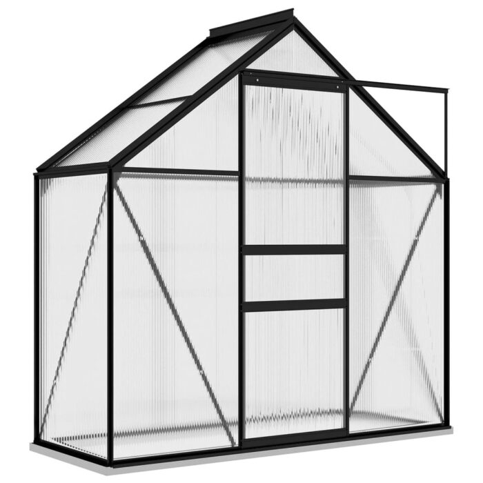 vidaXL Greenhouse Patio Outdoor Grow House with Base Frame Anthracite Aluminum - Anthracite and transparent - Image 2