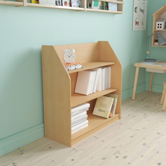 Kid Friendly Wooden Bookshelf with 3 Display Shelves