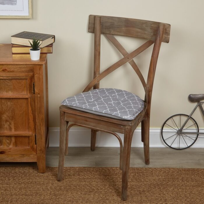 Klear Vu Trellis Tufted Non-Slip Geometric Dining Chair Cushion Set - Image 2