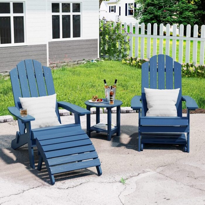 WINSOON All Weather HIPS Outdoor Folding Ottoman Adirondack Chair Footrest Set Of 2 - Image 2