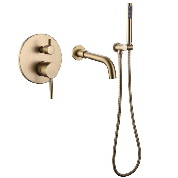 Wall Mount Tub Faucet With Hand Shower Single Handle Bathroom Roman Bathtub Faucets Modern Tub Filler With Handheld Shower
