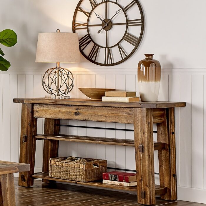 Carbon Loft Bahamondes Natural Solid Acacia Wood Console Table