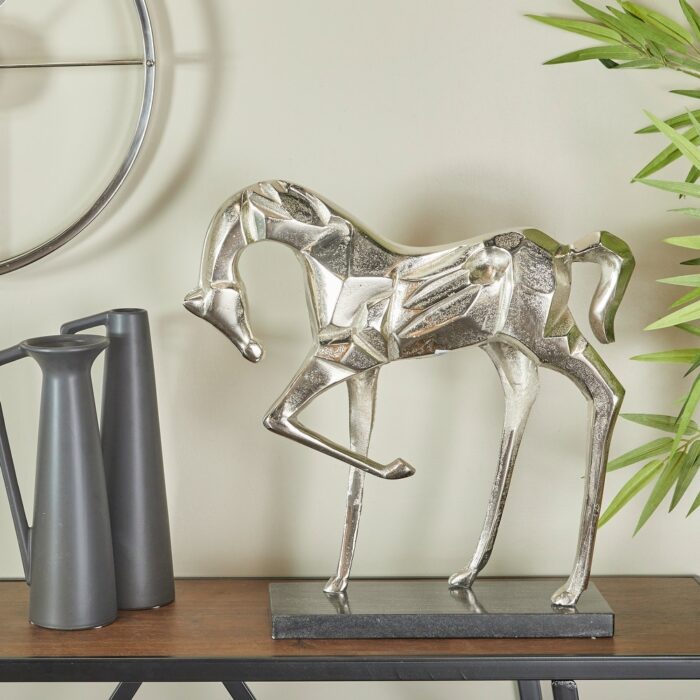The Novogratz Majestic Aluminum Metal Horse Sculpture - Silver, Gold, Black