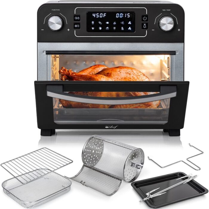 Deco Chef 24QT Stainless Steel Countertop Toaster Air Fryer Oven