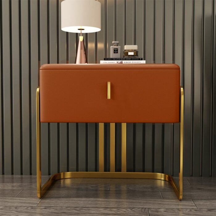 Faux Leather 1-drawer Nightstand