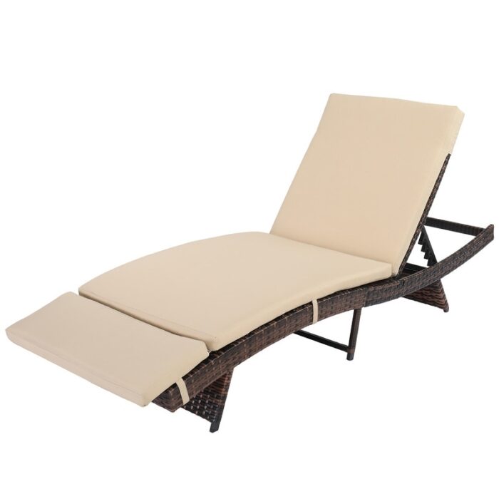 Patio Wicker Chaise Lounge with Cushion - Image 2
