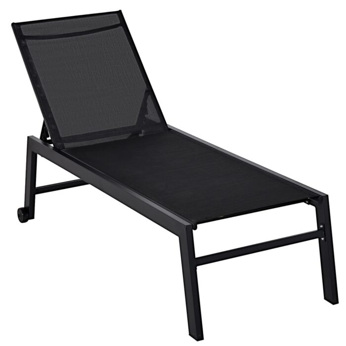Outsunny Patio Garden Sun Chaise Lounge Chair with 5-Position Backrest, 2 Back Wheels, & Industrial Design - Image 2