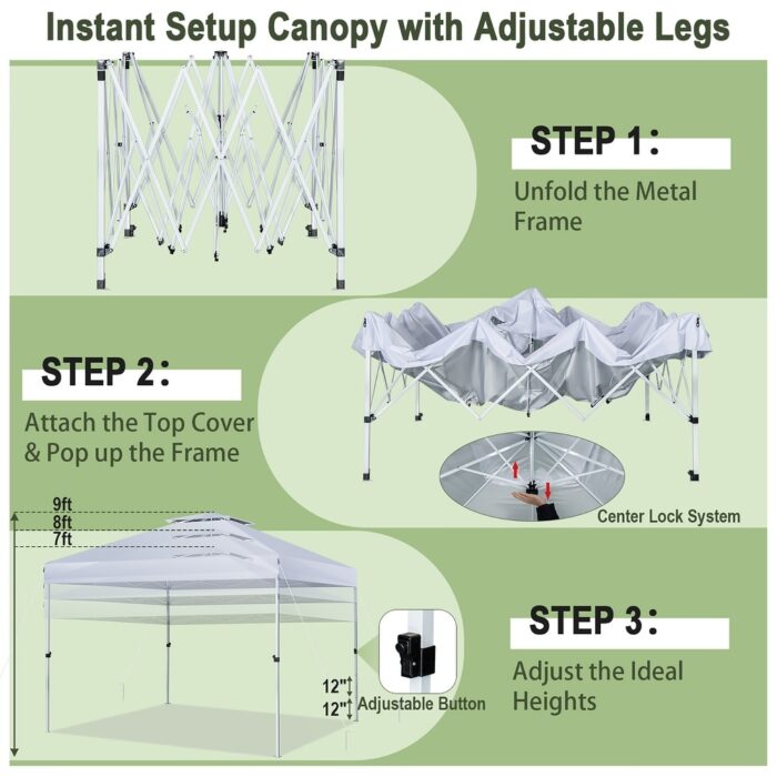 2-Tier 10' x10' Pop-up Canopy Tent Instant Gazebo Adjustable Carry Bag - Image 2