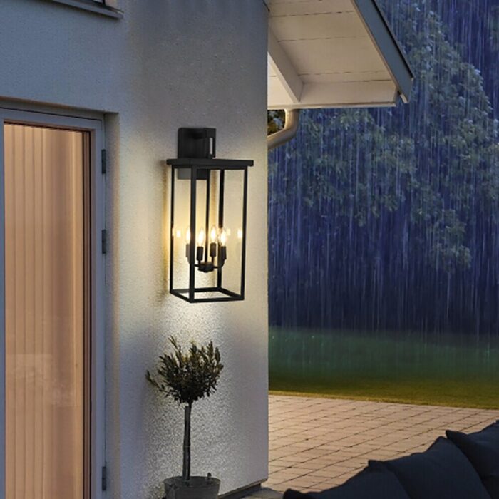 1-Piece Outdoor Iron Wall Light,Modern Lantern Sconce without Bulbs