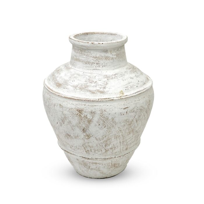 Artissance 22"H White Pottery Vintage Vase, Home Decor - 8' x 10'