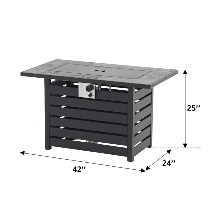 Outdoor 42-inch Rectangular Fire Pit Table with Cover - Image 2