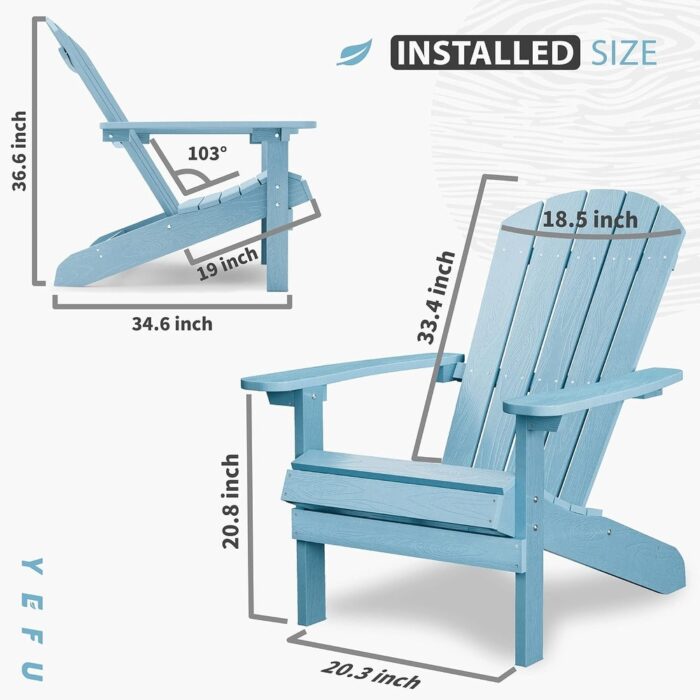 WINSOON All Weather HIPS Outdoor Plastic Adirondack Chair - Image 2
