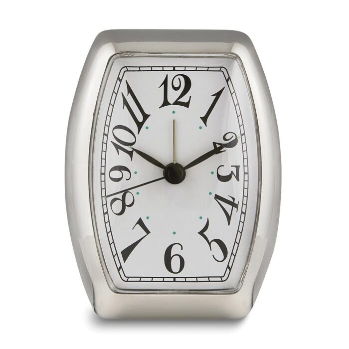 Curata Silver-Plated Quartz Travel Alarm Clock