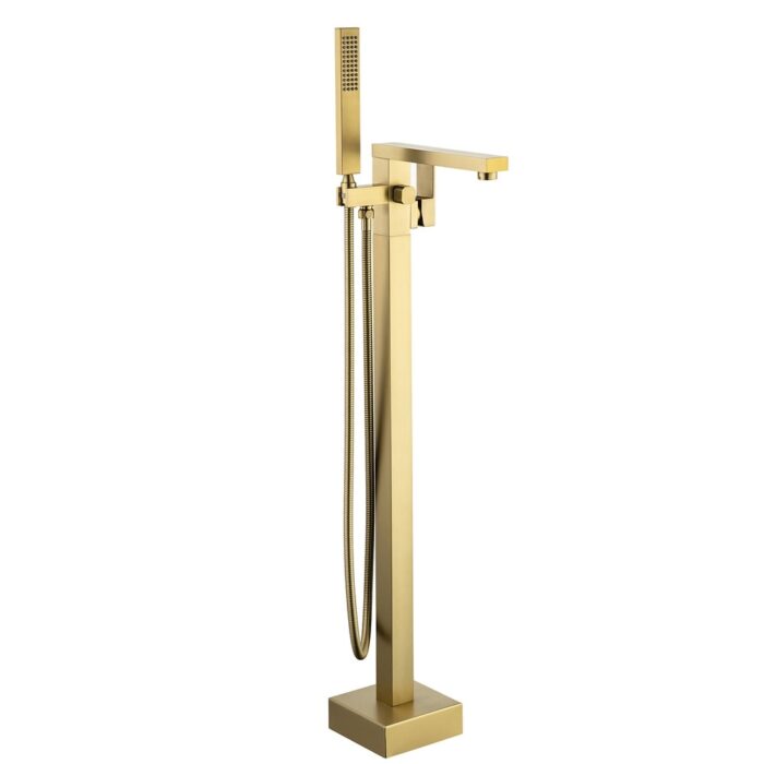 Rainlex Modern Style Freestanding Bathtub Filler Faucet, Brushed Gold