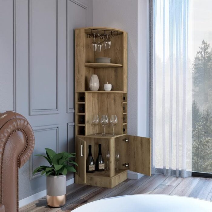 Bar Cabinet Papprika with 8 Wine Cubbies and Double Door - Image 2