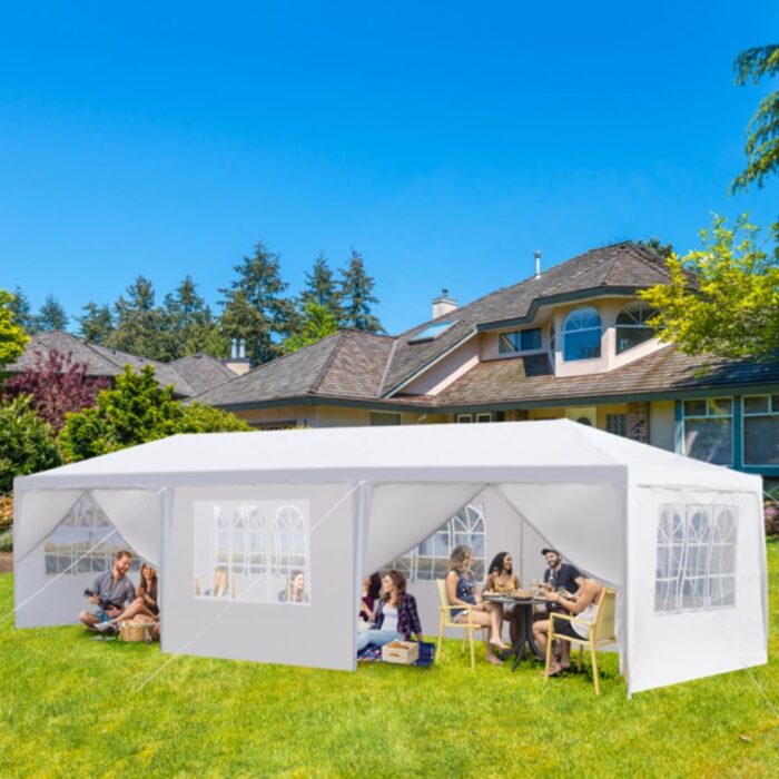 Outdoor Party Tent with 8 Removable Sidewalls, Waterproof Canopy Patio Wedding Gazebo, White - Image 2