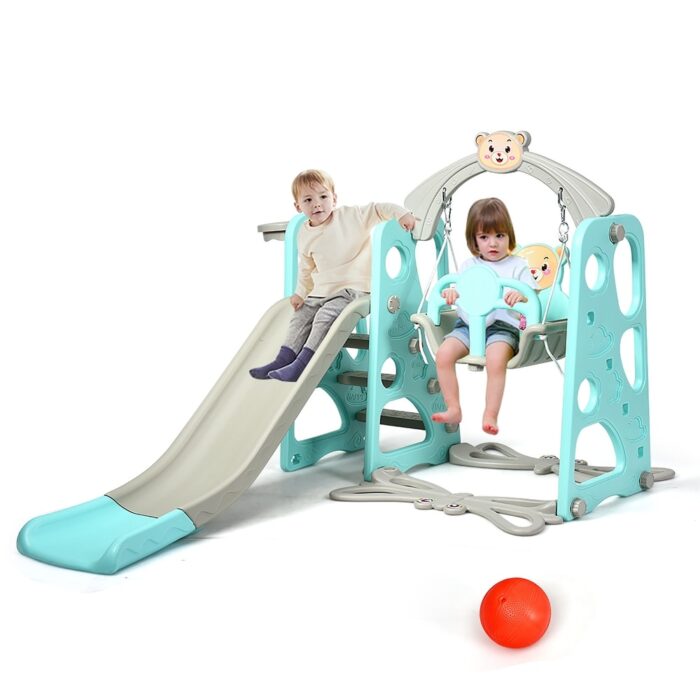 4 in 1 Toddler Climber and Swing Set Kids Play Climber Slide Playset