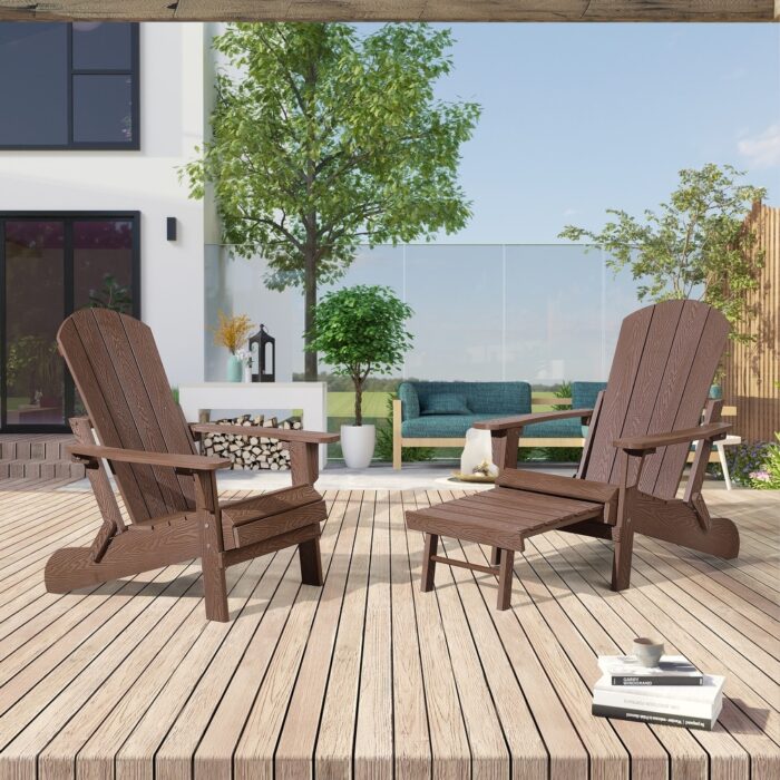 Seaton Folding Poly Adirondack Chair with Pull-out Ottoman, Set of 2 - Image 2