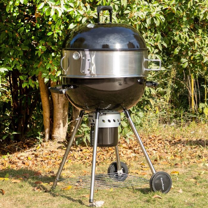22" Kettle Enamel Charcoal Patio Grill with Built-in Thermometer