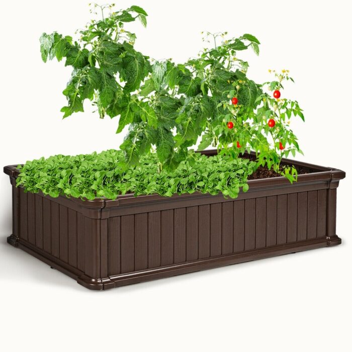Gymax 48''x24'' Raised Garden Bed Rectangle Plant Box Planter Flower - 48''x 24''x 12''