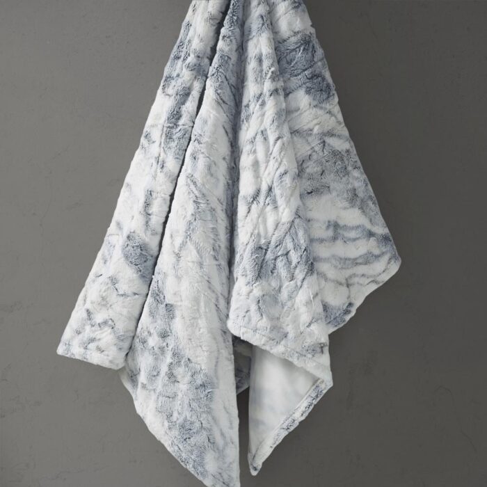 50" x 70" Ultra Soft Faux Fur Electric Throw Blanket Snow Grey/Blue - Image 2