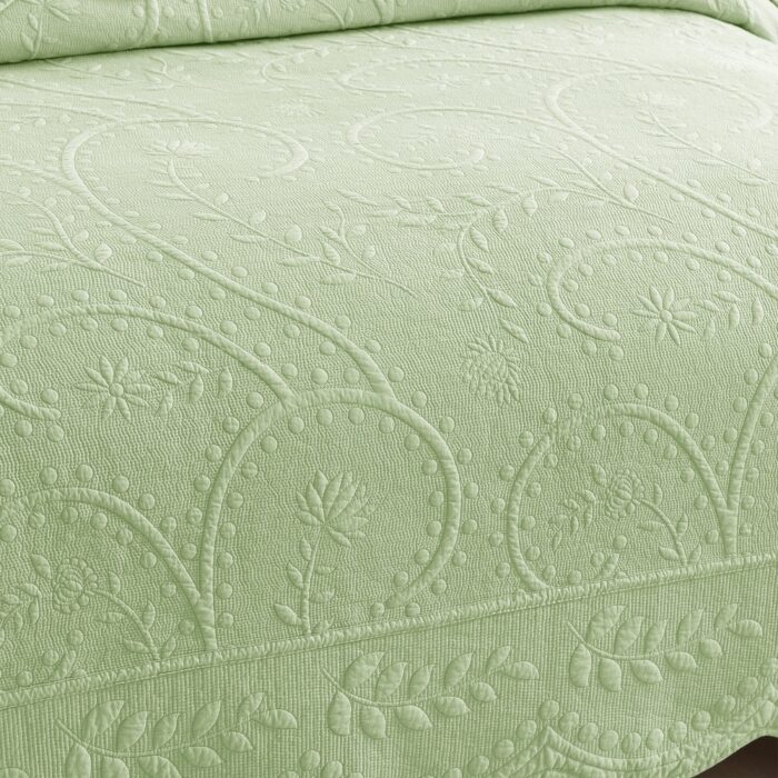 MarCielo 3-Piece Elegantly Embroidered 100% Cotton Oversized Quilt Bedspread Set TX - Image 2