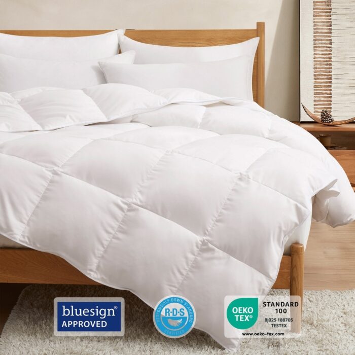 White Goose Feather Down Comforter Duvet Insert Ultra Soft Cover - Image 2