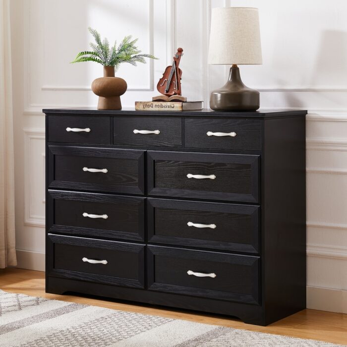 9 drawer long dresser with handles for Bedroom