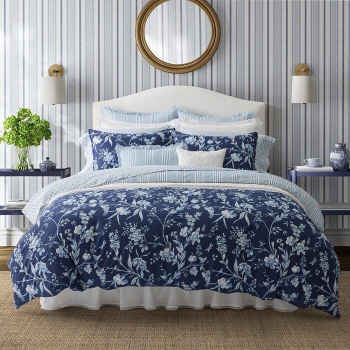 Laura Ashley Branch Toile Cotton Blue Duvet Cover Bonus Set - Image 2