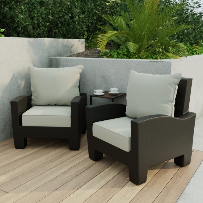 24" x 47" Grey Solid Outdoor Deep Seat Chair Cushion Set