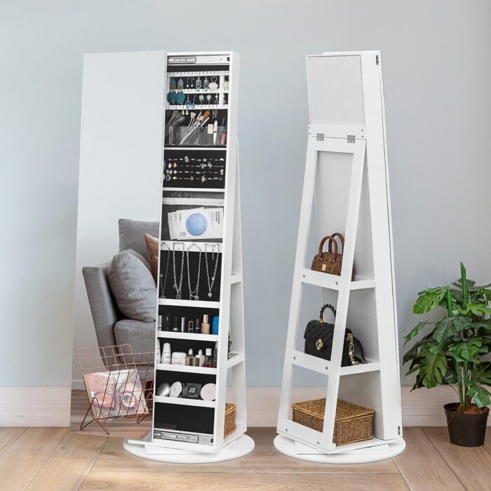 Jewelry Cabinet with Full Length Mirror and Storage Shelves - Image 2