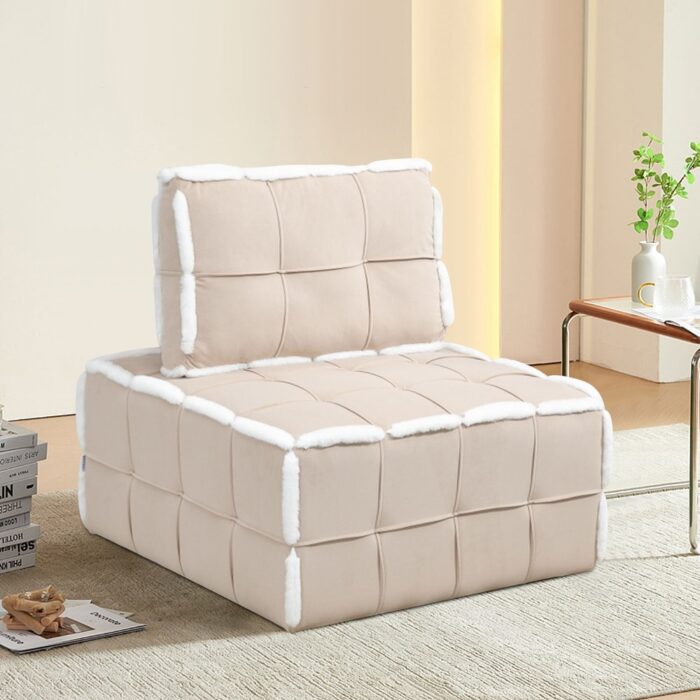 Upholstered Deep Seat Armless Accent Single Lazy Sofa