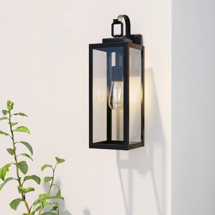 2 Pack 1-Light Matte Black Outdoor Wall Light - 7"x8.81"x22.5"