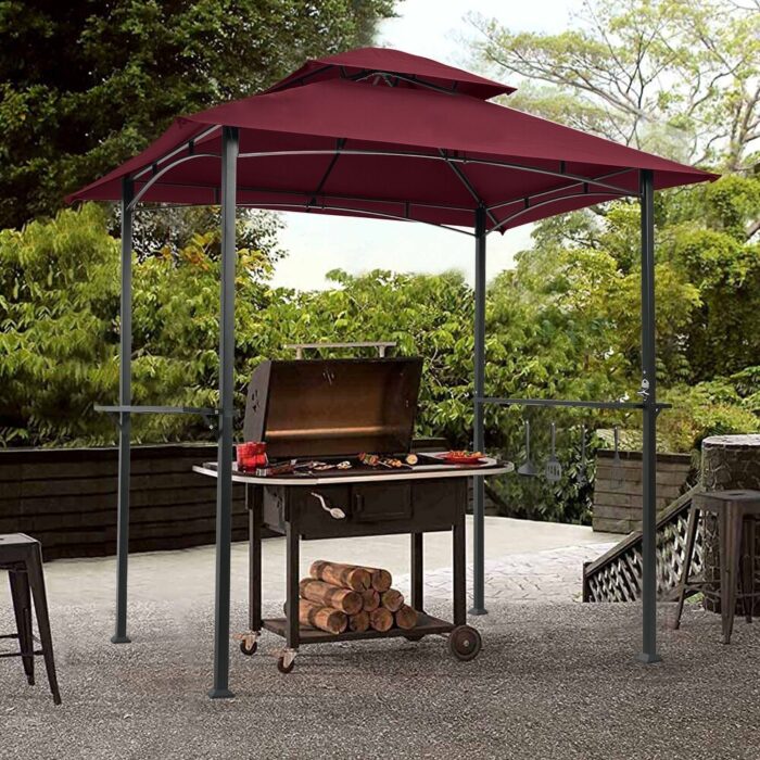 8 x 5 Ft Outdoor Double Vented Roof BBQ Grill Gazebo with Bar Counters - Image 2