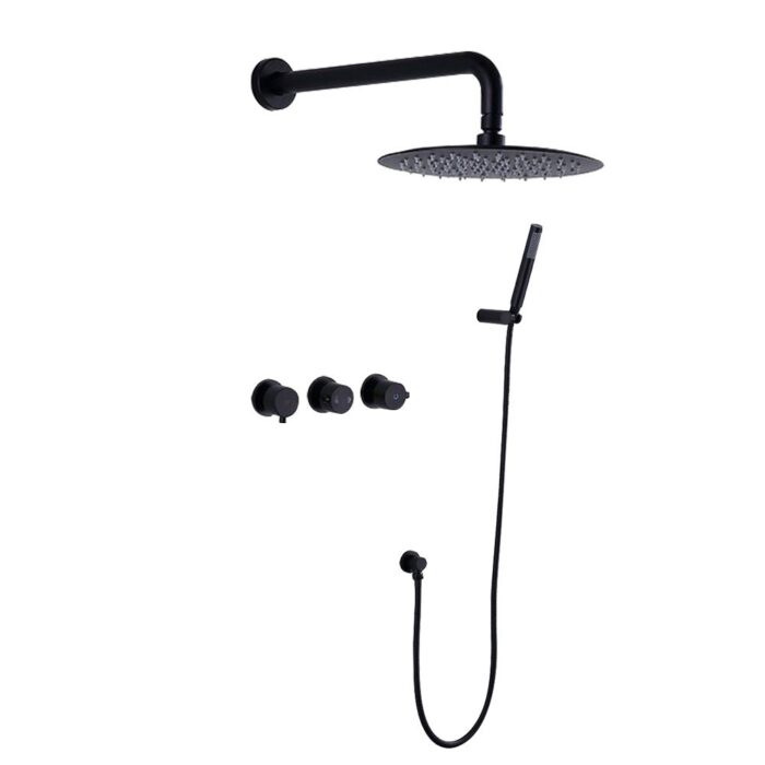 Double-Handle 2-Spray Wall Mount Full/Rain Shower Faucet, Hand Shower
