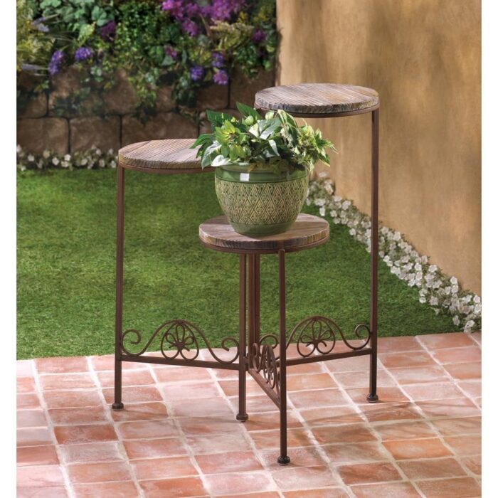 Rustic Triple Planter Stand - 19.5" x 15" x 23". - Image 2