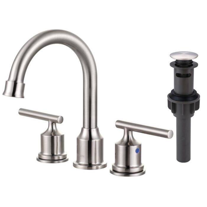 WOWOW 8 in. Widespread Double-Handle Bathroom Faucet with Drain Kit