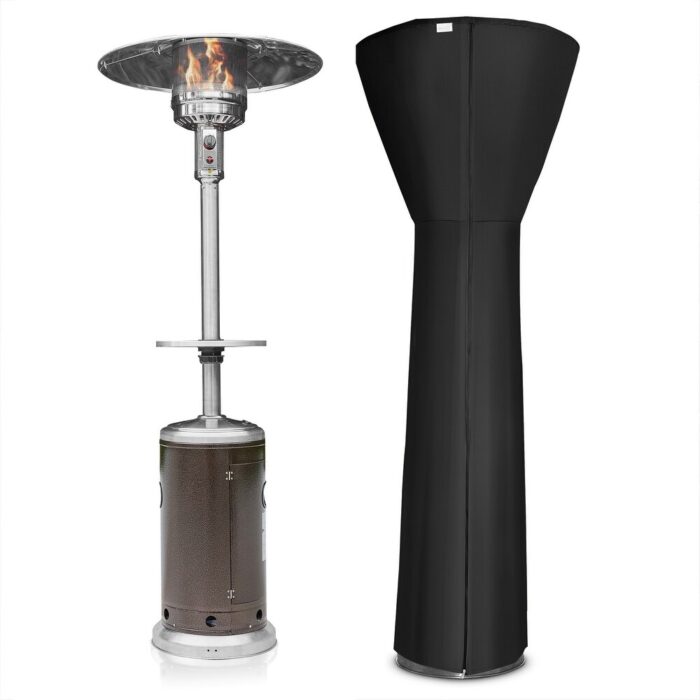 BELLEZE 48000BTU Patio Heater Bronze Steel W/Table 2 Sides Black Cover