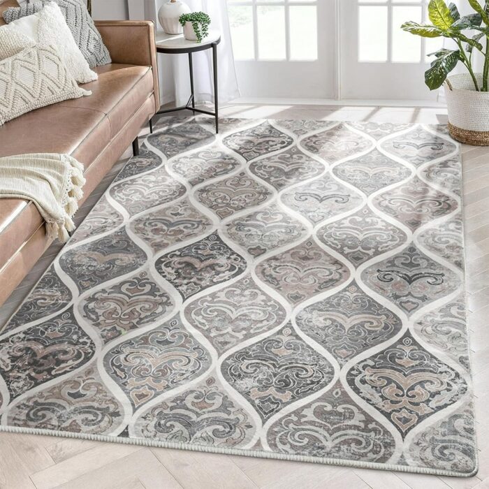 Bedroom Area Rug Washable Carpet, 4x6 Geometric Rug